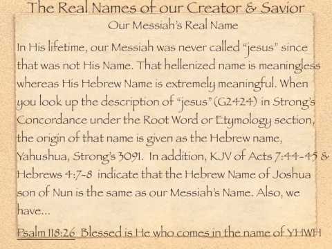 The Real Names of our Creator & Savior