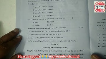 6th Class SA-1 (2022) English Question paper