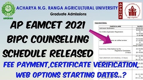AP EAMCET 2021 BiPC Counselling Imp Dates Released//Fee Payment/Certificate verification/Web options