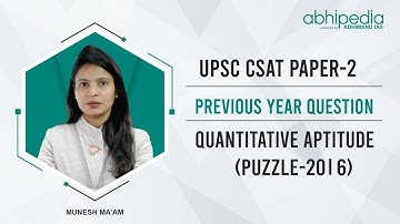 CSAT Previous year questions I UPSC Prelims 2021 | PUZZLE-2016 I By Munesh Ma