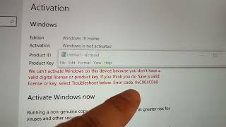 MacBook after installing windows 10 with boot camp w/ no serial activation key. Shows not activated.