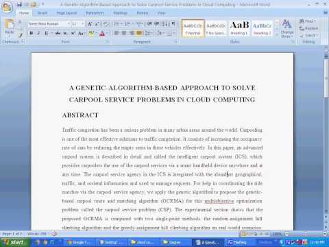A GENETIC ALGORITHM BASED APPROACH TO SOLVE CARPOOL SERVICE PROBLEMS IN CLOUD COMPUTING