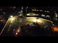 Night construction drone footage