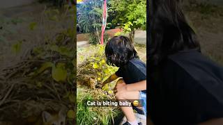 Baby + Kitty = Pure Magical Bond || Too cute 2 handle || Omg cat is biting baby hand 😅#shorts