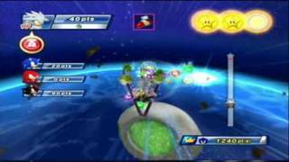 Sonic, Shadow, Silver And Knuckles Jump Out Into Space.