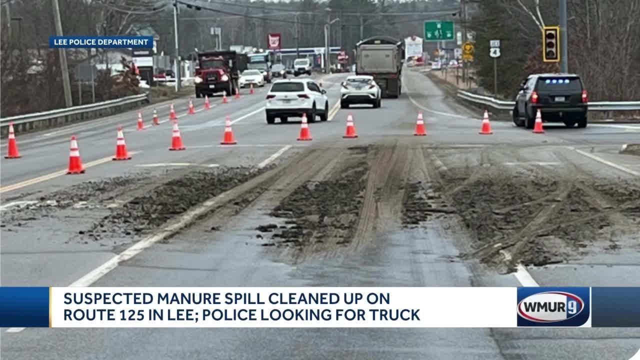 Apparent manure spills across New Hampshire road - YouTube