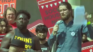 Rally for rent relief at the Michigan Capitol Building