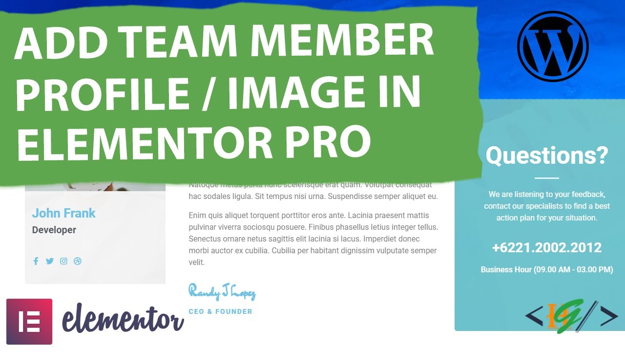 How to Add Team Member Profile using Premium Addons For Elementor in ...