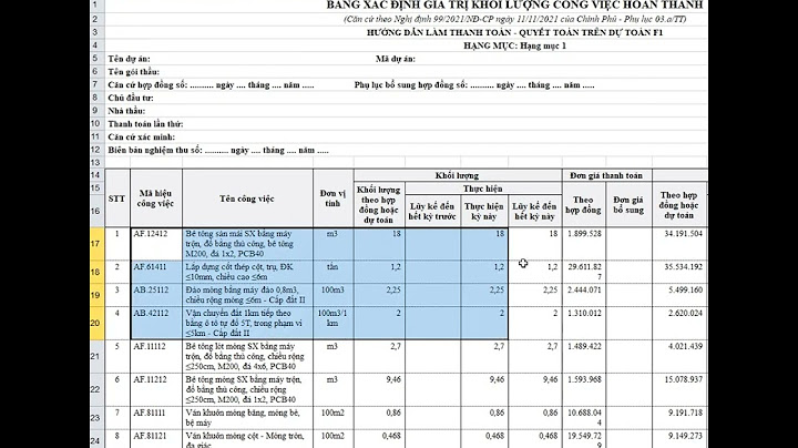 Bảng quyết toán giá trị xây lắp hoàn thành năm 2024