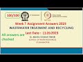 Wastewater Treatment and Recycling Assignment Answers Week 7