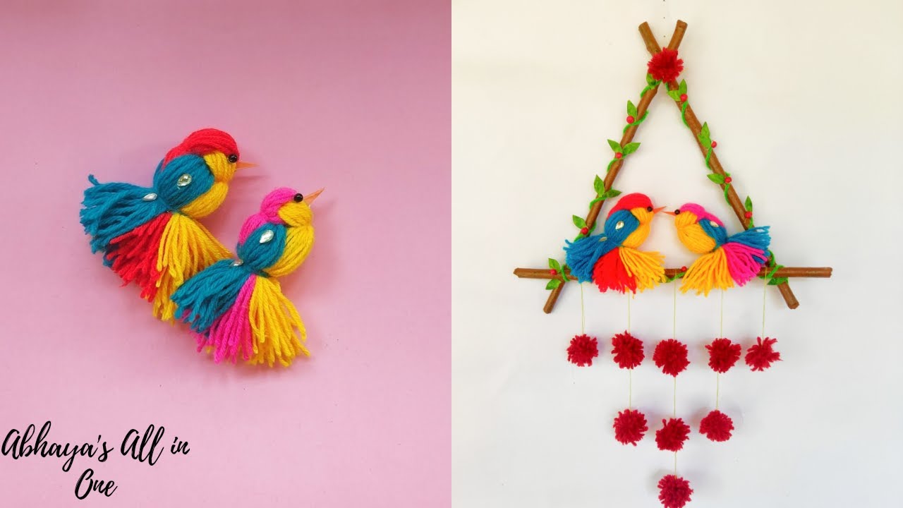 DIY Room Decor idea Love Birds Easy Woolen Bird Craft Wall