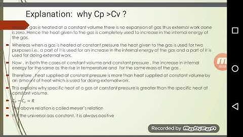 Why specific heat at constant pressure is greater than that at constant volume?