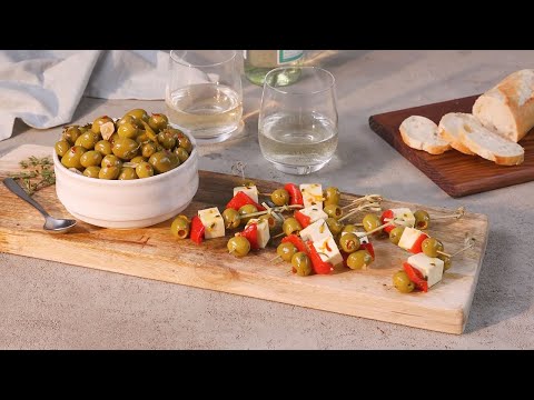 Marinated Olive and Cheese Skewers