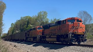 Norfolk Southern loaded Coal train with BNSF foreign power coal falling out at Cawood RD SpringCity