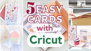 How To Create Cards with Cricut Maker 3 \/ 5 Easy Cards!