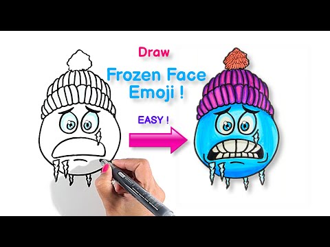 How to Draw A Cute Frozen Emoji Face | Step by Step Super Easy