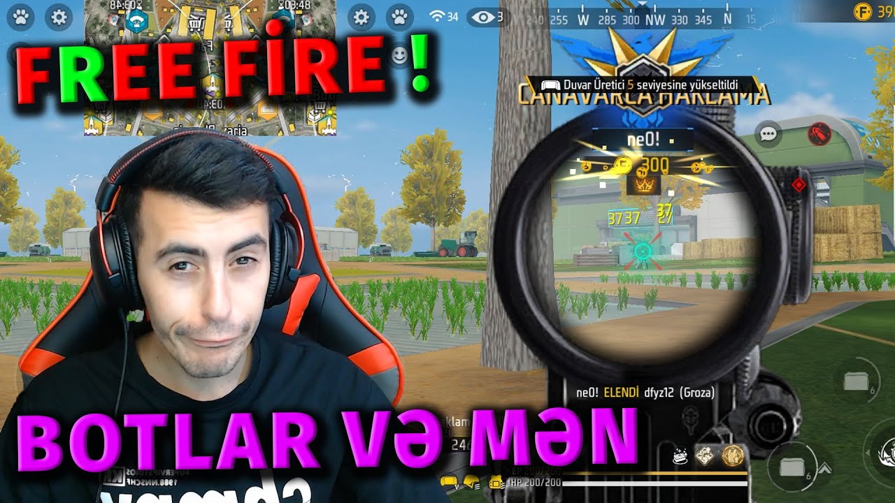 BOTLAR ÜZƏRİMƏ GƏLMƏKDƏN ÇƏKİNMİR | FREE FİRE -| 