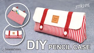 DIY STRIPE PENCIL CASE | Pen Pouch Bag Easy Tutorial [sewingtimes]