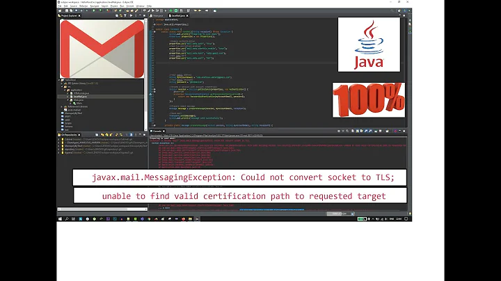 [SOLVED] javax mail MessagingException Could not convert socket to TLS