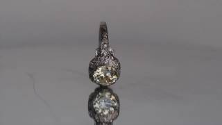 1930S Art Deco Platinum 1.60Ct Old European Cut Diamond Engagement Ring With .15Cttw Side Stones