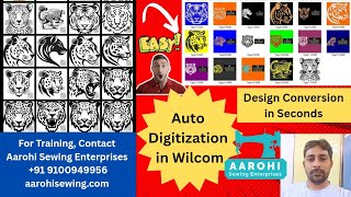 Auto Digitization of Multiple Embroidery Designs | Tiger Images |  Demo by Aarohi Sewing Enterprises