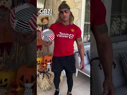 Dwayne johnson dons a manchester united kit as he dresses as david beckham for halloween #therock