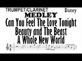 Medley trumpet clarinet can you feel the love tonight beauty and the beast a whole new world sheet