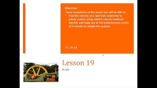 L19 - Dynamics - Lesson 19 - Motion of RIgid Bodies - Relative Velocity Methods