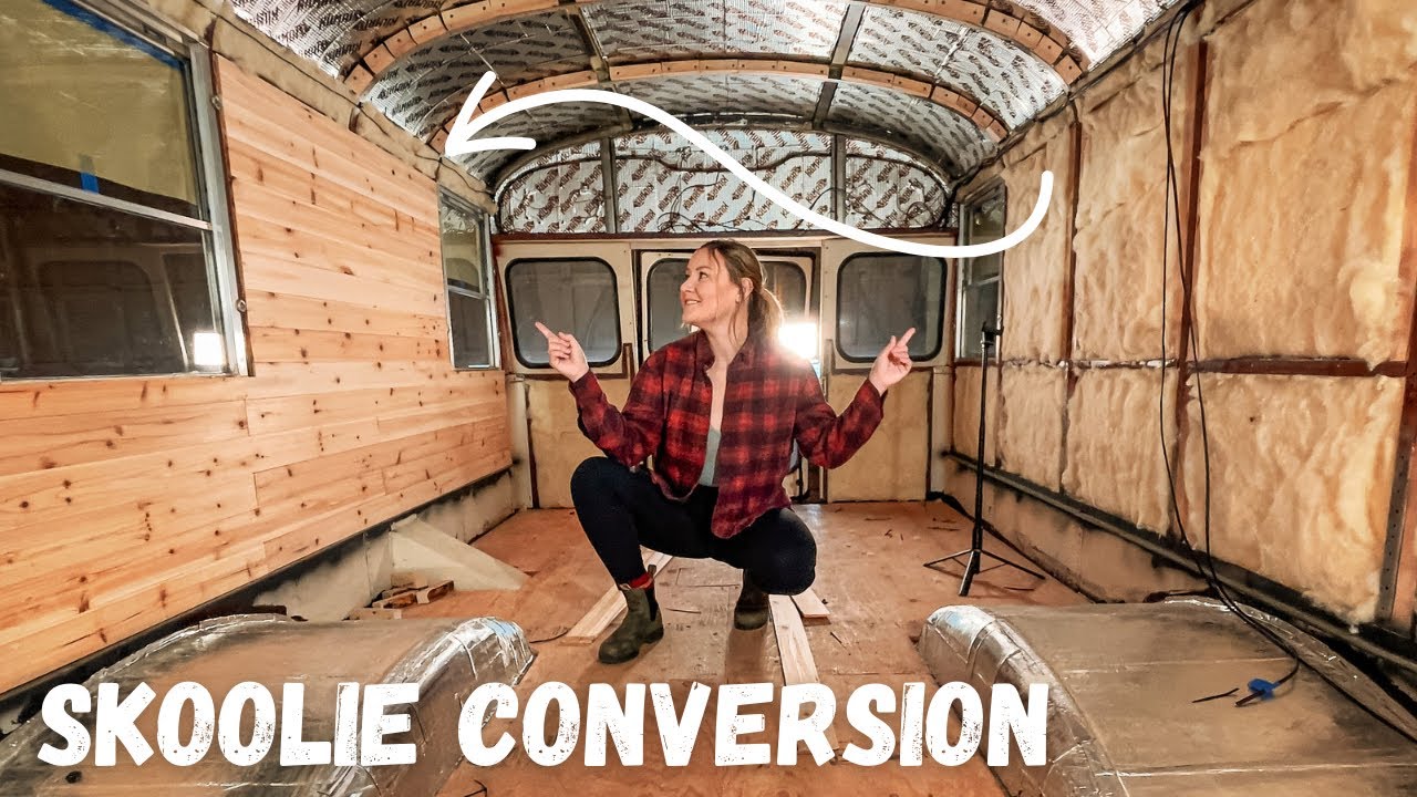 Off Grid Skoolie Conversion - That’s A Lot Of Cedar - Family Bus Build ...