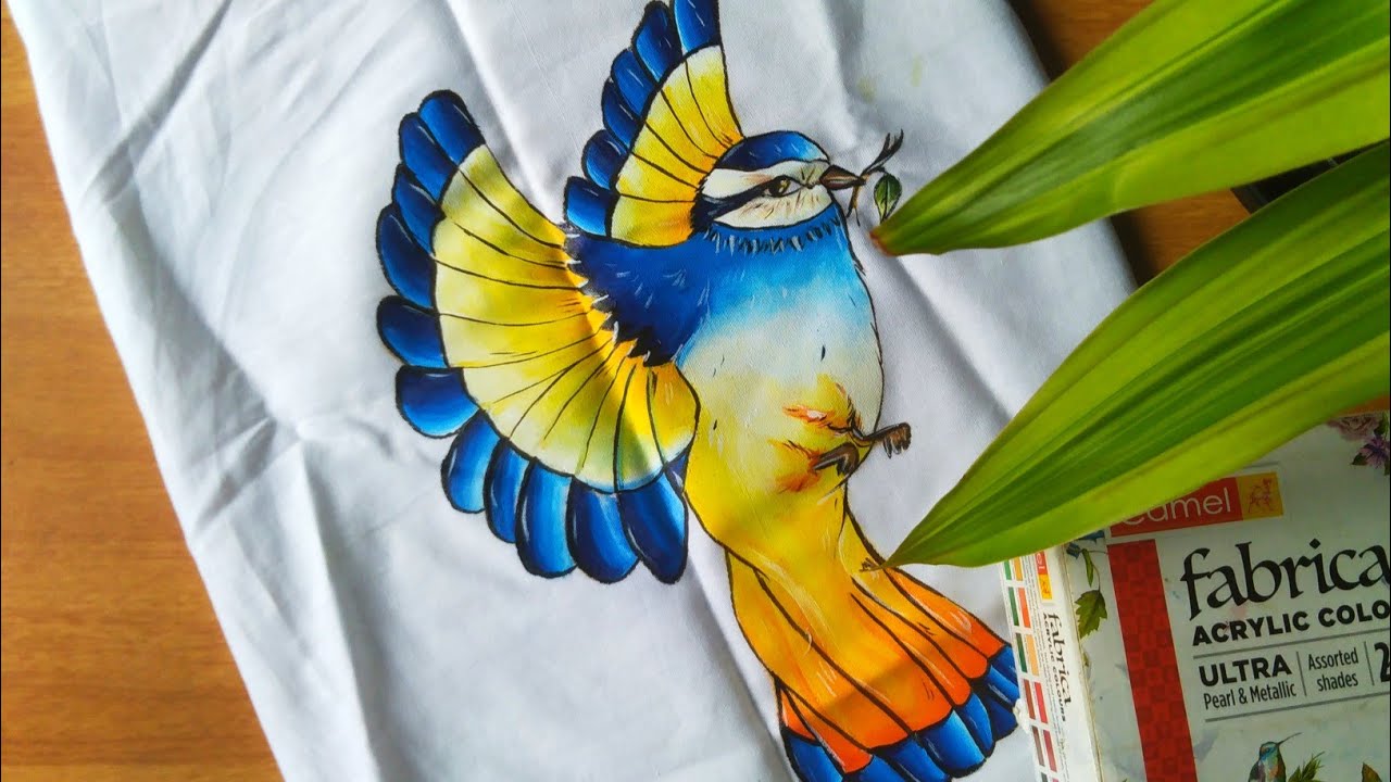 How To Do Fabric Painting Of Bird In 5 Minutes YouTube