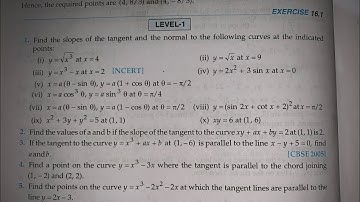 EX 16.1  Q 1 (i to x) TO Q 10 SOLUTIONS OF CHAPTER 16 TANGENT AND NORMAL RD SHARMA CLASS 12