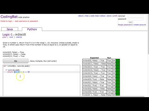 Codingbat - in1to10 (Python)