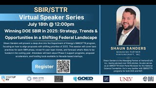 SBIR/STTR Speaker Series | Department of Energy SBIR Program w/ Shaun Sanders