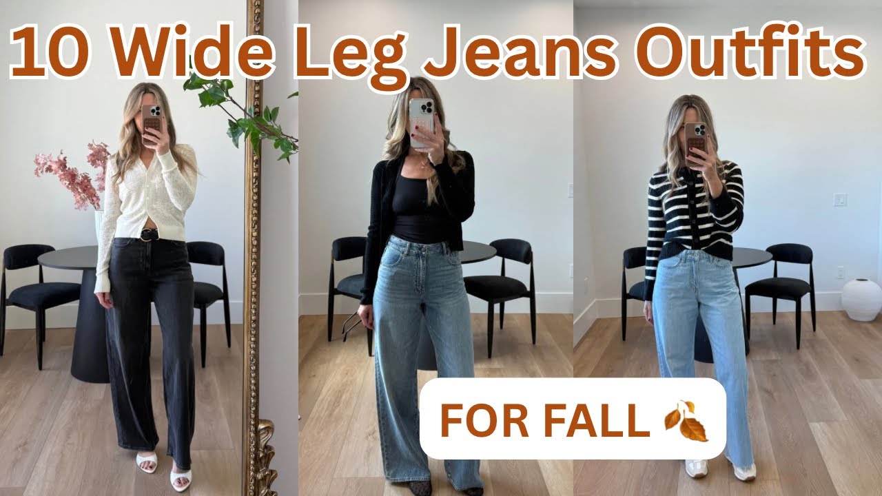 10 Fall Jeans Outfits | Wide Leg Denim Styling (AE, Abercrombie, Madewell, Levi’s + More)