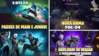 OB44! PASSES DE MAIO E JUNHO, NOVA ARMA E GRANADA, HABILIDADE DO DRAGÃO E PERSONAGEM, NOVIDADES FF