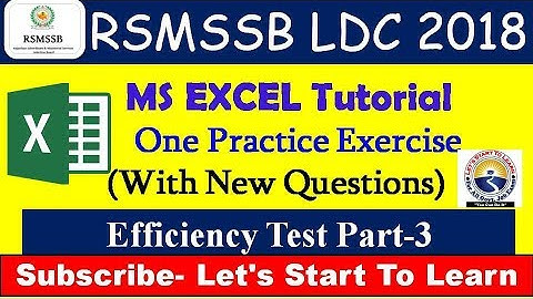 RSMSSB LDC EFFICIENCY TEST 2018 | कनिष्ठ लिपिक दक्षता परीक्षा | MS EXCEL EFFICIENCY TEST