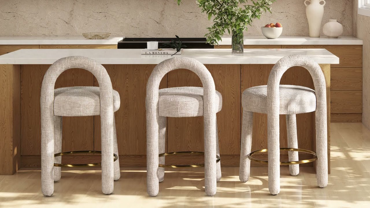 Penny Round Arched Fully Upholstered Counter Stool, Set of 2