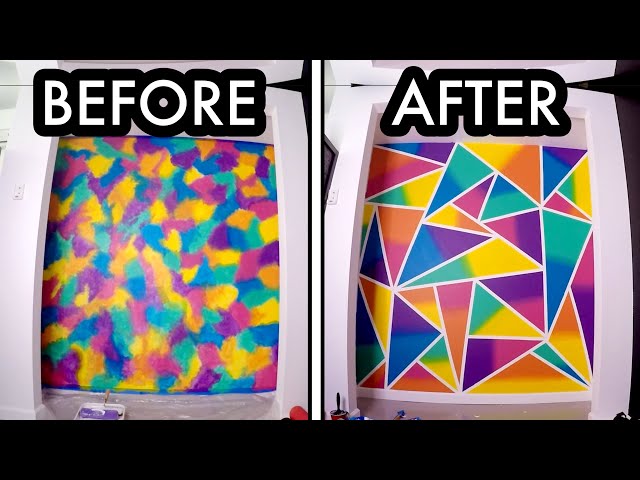 Geometric Rainbow Art using Masking Tape