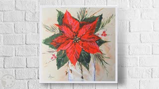 How to Paint a Christmas Poinsettia Painting
