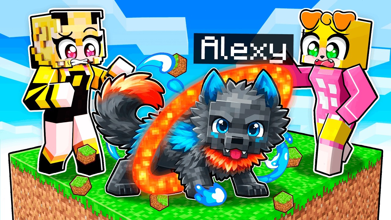 Jugando como un BEBE LOBO ELEMENTAL en UN CHUNK en Minecraft! 👶🐺