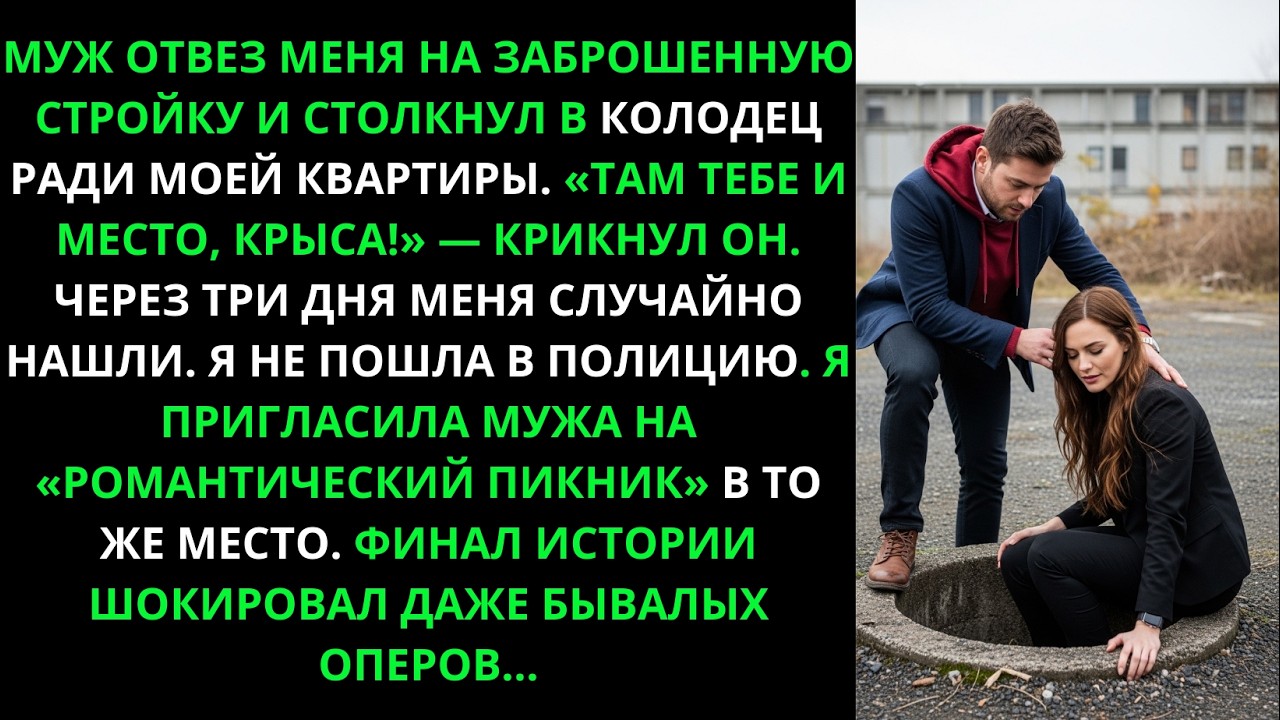 Муж отвез меня на заброшку и столкнул в колодец ради моей квартиры.Через 3 дня меня случайно нашли.