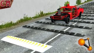 Spike Strips Speed Bumps High speed Jump Crashes BeamNG Drive #1