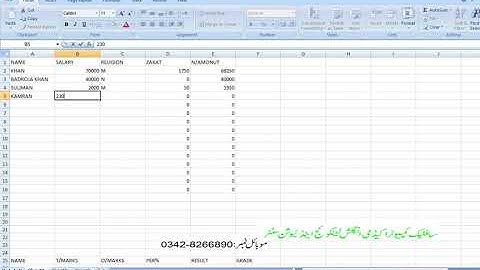 Zakat Calculation in Excel