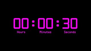 30 Seconds Countdown Timer with Alarm & Time Markers / Chapters - Retro Digital - Pink
