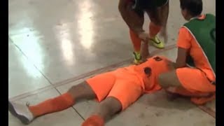 Shocking moment female player gets a vicious kick in the head after mocking opponent