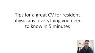 Resume / CV Tips for resident physicians