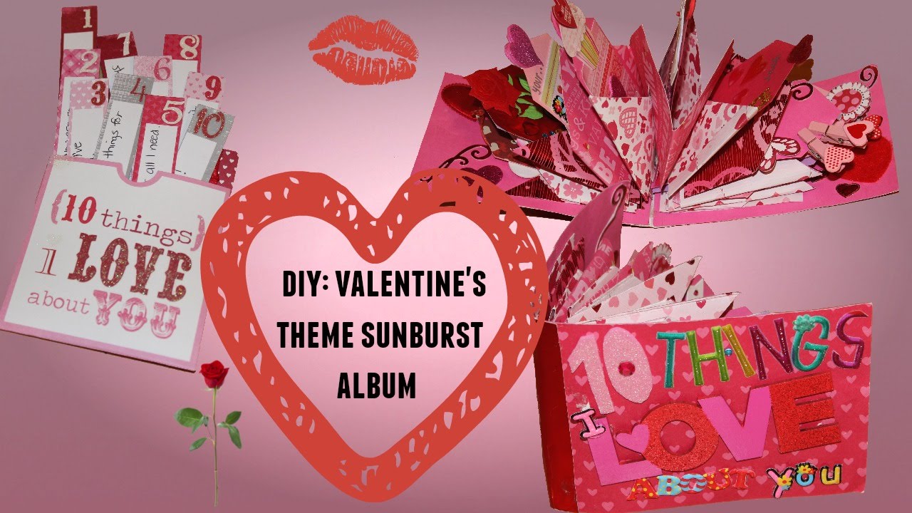 diy s day idea sunburst mini album youtube valentines photo albums