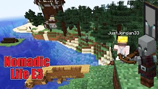 Defeating The Pillager Outpost and Raiding Their Sunken Ship!  Minecraft Nomadic Life E3
