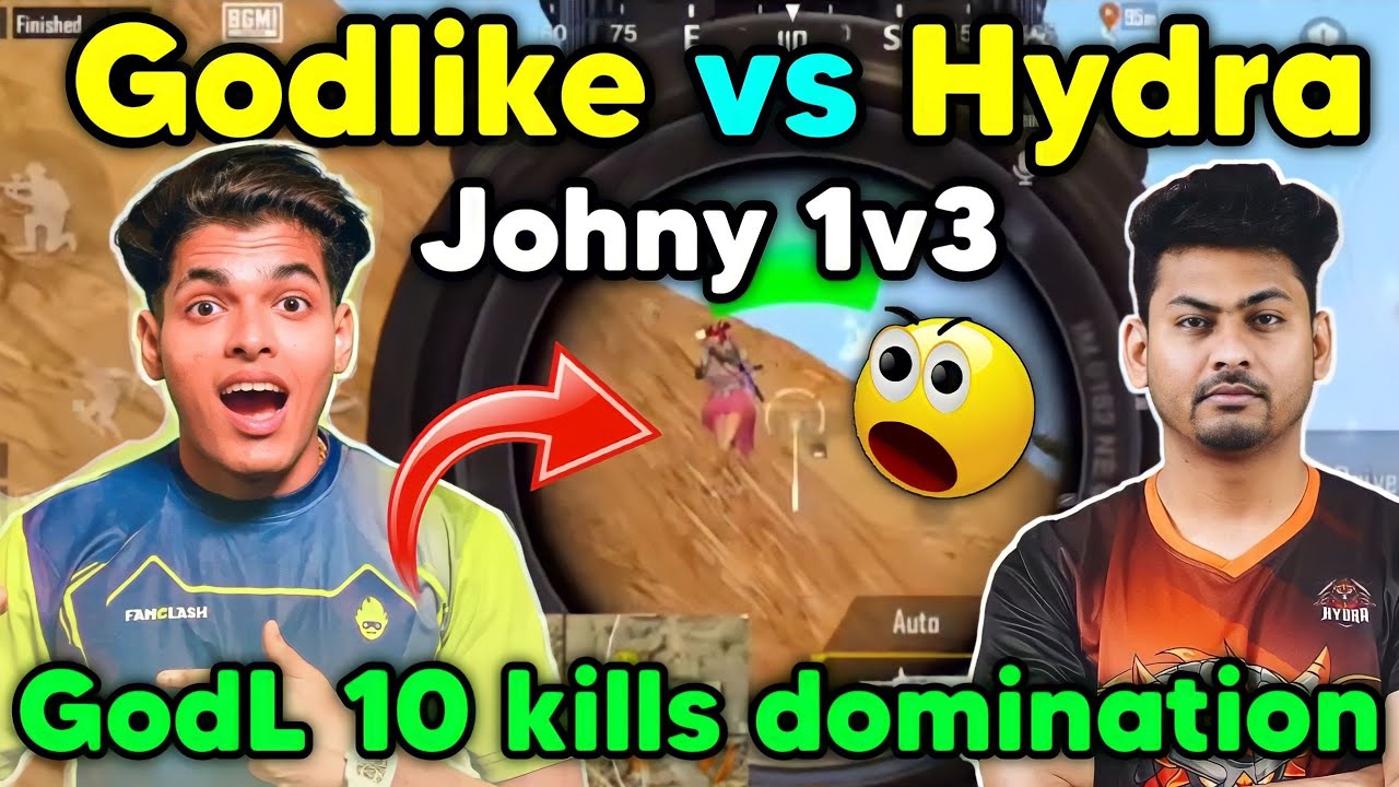 Jonathan pure 1v3 🔥 Godlike vs Hydra latest 4v4 fight 🇮🇳 - YouTube