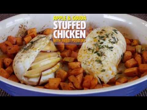 Apple and Smoked Gouda Stuffed Chicken with Sweet Potatoes